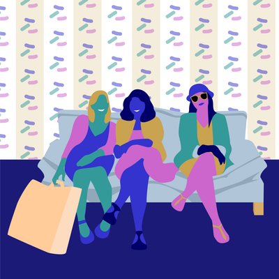 Happy Shoppers by Claire Huntley