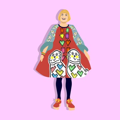 Portrait of Grayson Perry by Claire Huntley