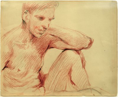 Seated Male Nude by Clara Siewert