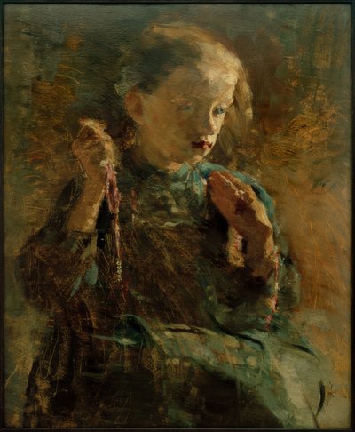 Girl Embroidering by Clara Siewert
