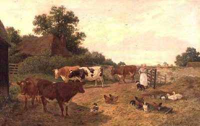 A Kentish Farm Scene, Milking-Time by Claude Clark