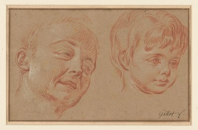 Sketch of Two Heads by Claude Gillot (possibly)