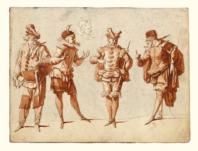 Four Figures in Theatrical Costume by Claude Gillot