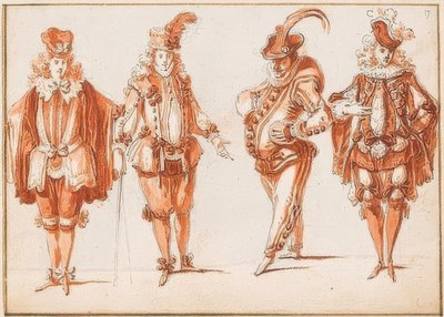 Four Costume Figures by Claude Gillot