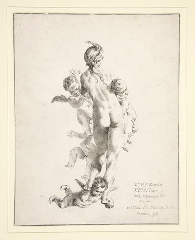 Untitled (female nude with putti) by Claude Henri Watelet