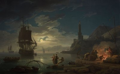 Coastal Scene in Moonlight. 1769 by Claude Joseph Vernet