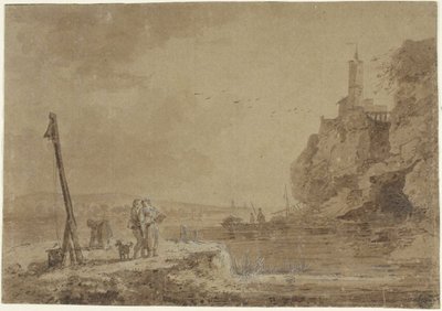 Small Harbor Beneath Cliffs by Claude Joseph Vernet