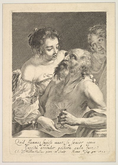 Lot and His Daughters by Claude Mellan