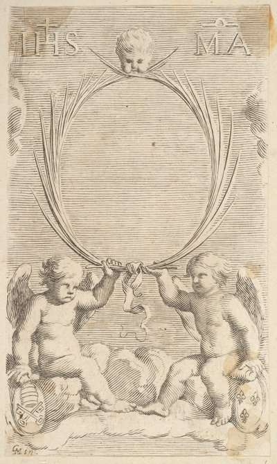 Two Angels Seated on Clouds by Claude Mellan