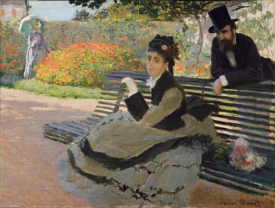 Camille Monet on a Garden Bench by Claude Monet