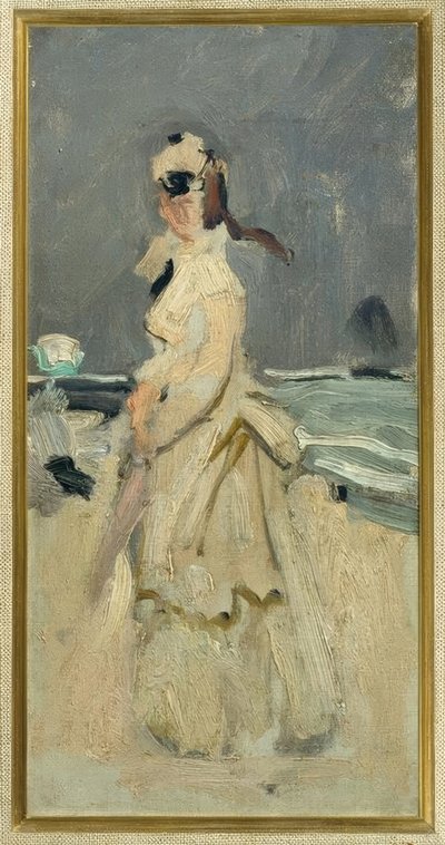 Camille on the Beach by Claude Monet