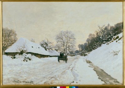 The Cart. Road Under the Snow in Honfleur by Claude Monet