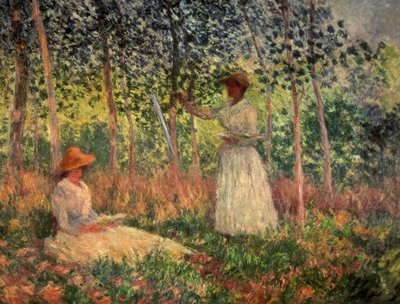 Suzanne Reading and Blanche Painting by Claude Monet