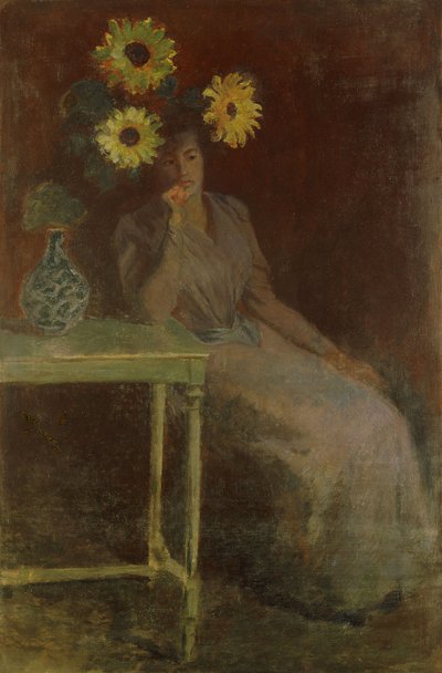Suzanne with Sunflowers by Claude Monet