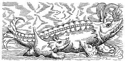 Breastfeeding whale and sea pig by Conrad (after) Gesner