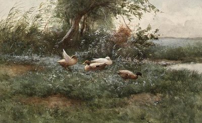 Ducks by a Pond by Constant Artz