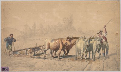 Four Oxen Pulling a Plough by Constant Troyon