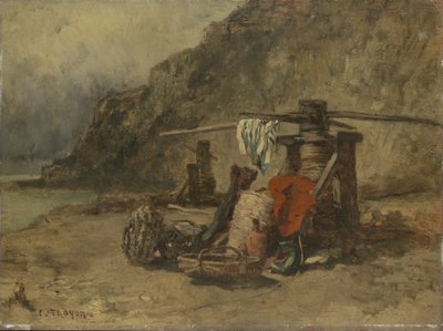 Beach Scene with Capstans by Constant Troyon