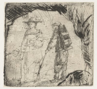 Woman with Child and a Beggar by Constantijn à Renesse