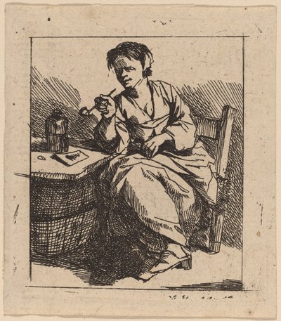A Woman Smoking by Cornelis Pietersz Bega