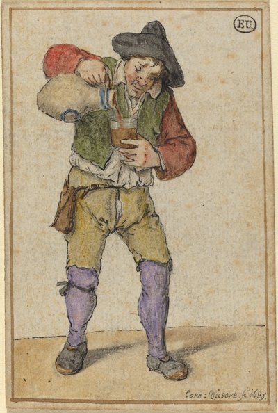 Peasant Filling a Glass by Cornelis Dusart
