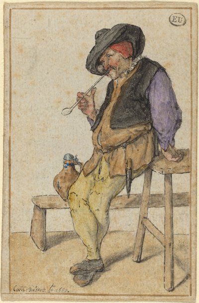 Peasant Smoking by Cornelis Dusart