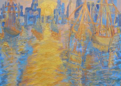 London Skyline, Tall Ships and Thames Barrier by Cosima Duggal