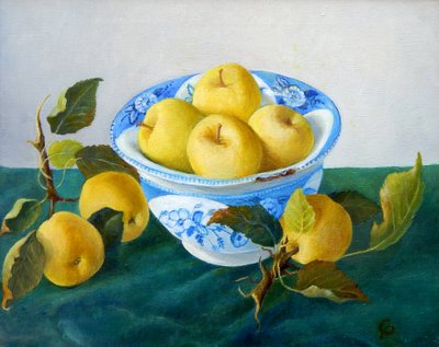 Apples in a Blue Bowl, 2014 by Cristiana Angelini