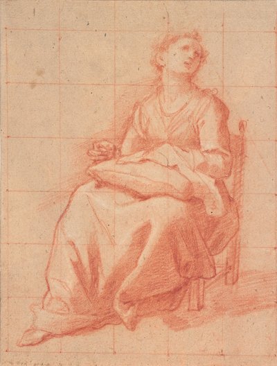 Seated Girl Sewing by Cristofano Roncalli