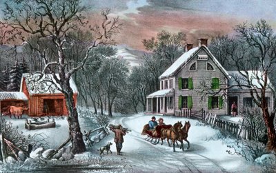 American Homestead in Winter, 1868 by Currier and Ives