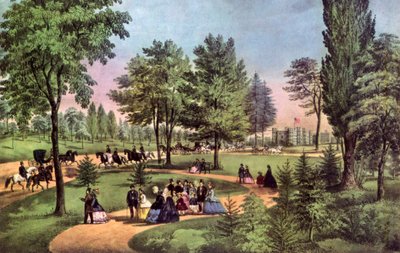 The Drive, Central Park, 1862 by Currier and Ives