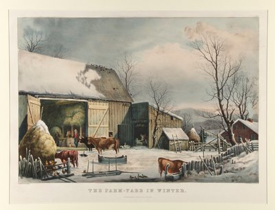 The Farmyard in Winter by Currier and Ives