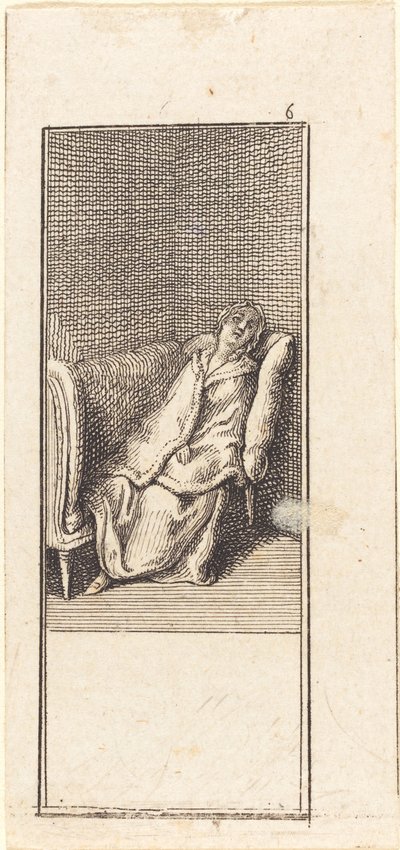 Girl Sleeping on Settee by Daniel Nikolaus Chodowiecki