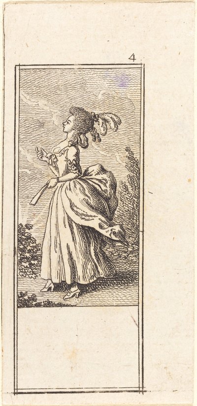 Girl with Fan, Facing Left by Daniel Nikolaus Chodowiecki
