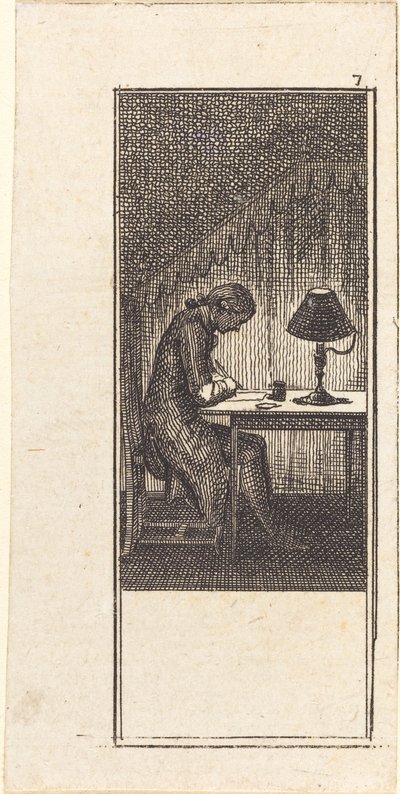 Young Man Writing by Lamplight by Daniel Nikolaus Chodowiecki