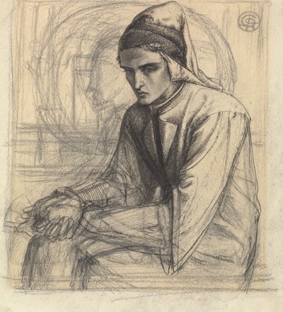Dante in Meditation Holding a Pomegranate by Dante Gabriel Rossetti