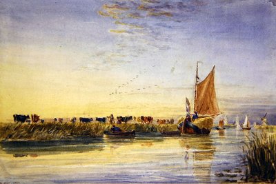 Hay Barges on the Scheldt by David Cox