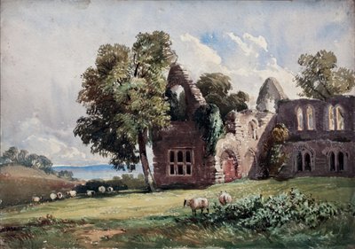 Ruined Abbey and Sheep by David Hall McKewan