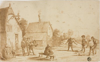 Men Playing Boules Outside Tavern by David Teniers the Younger