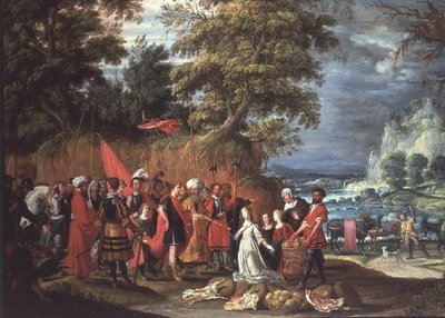The Offering of Abigail by David the Elder Teniers