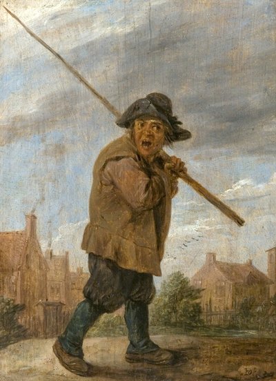 A Peasant Carrying a Pole by David Teniers the Younger