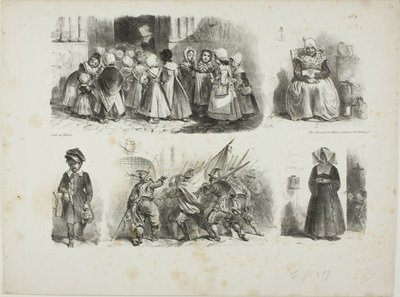 Sheet of Sketches by Denis Auguste Marie Raffet