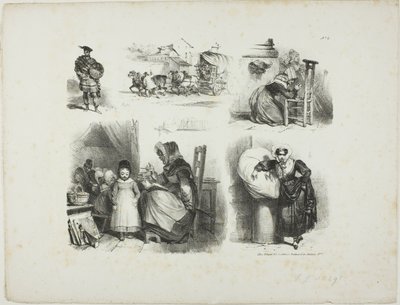 Sheet of Sketches by Denis Auguste Marie Raffet