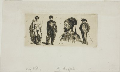 Sheet of Sketches by Denis Auguste Marie Raffet