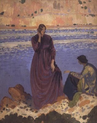 Two Girls by the Shore by Derwent Lees