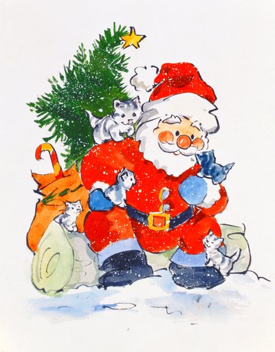 Father Christmas and Kittens by Diane Matthes
