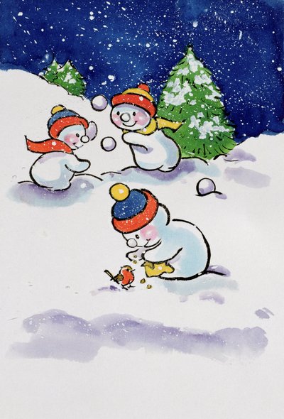Little Snowmen Snowballing, 1996 by Diane Matthes