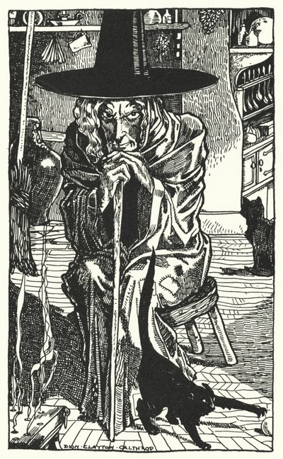 The Witch Herself (engraving) by Dion Clayton Calthrop