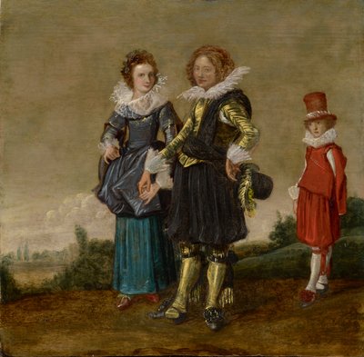 Young Couple Walking with a Page by Dirck Hals