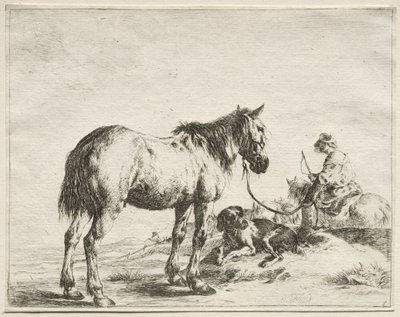 A Horse Fastened to a Stake by Dirck Stoop